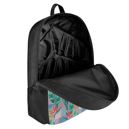 Watercolor Tropical Patchwork Print 17 Inch Backpack