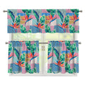 Watercolor Tropical Patchwork Print 3 Piece Kitchen Curtains