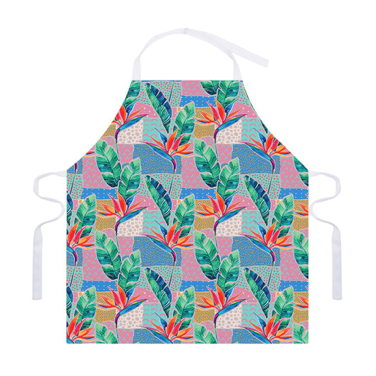 Watercolor Tropical Patchwork Print Adjustable Apron