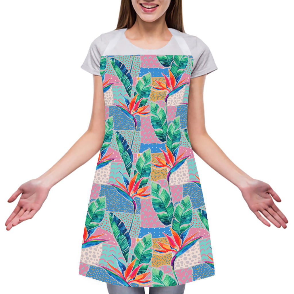 Watercolor Tropical Patchwork Print Adjustable Apron