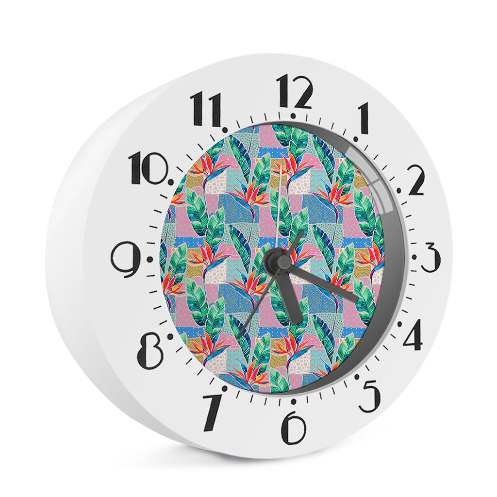 Watercolor Tropical Patchwork Print Alarm Clock