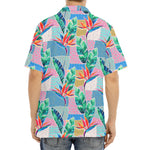 Watercolor Tropical Patchwork Print Aloha Shirt