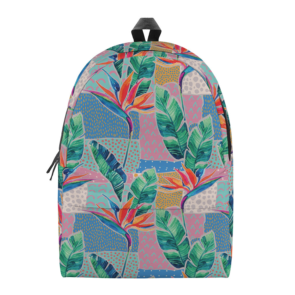 Watercolor Tropical Patchwork Print Backpack