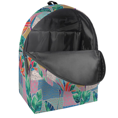 Watercolor Tropical Patchwork Print Backpack