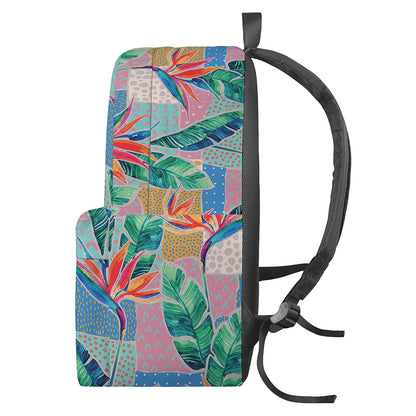 Watercolor Tropical Patchwork Print Backpack