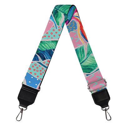Watercolor Tropical Patchwork Print Bag Strap