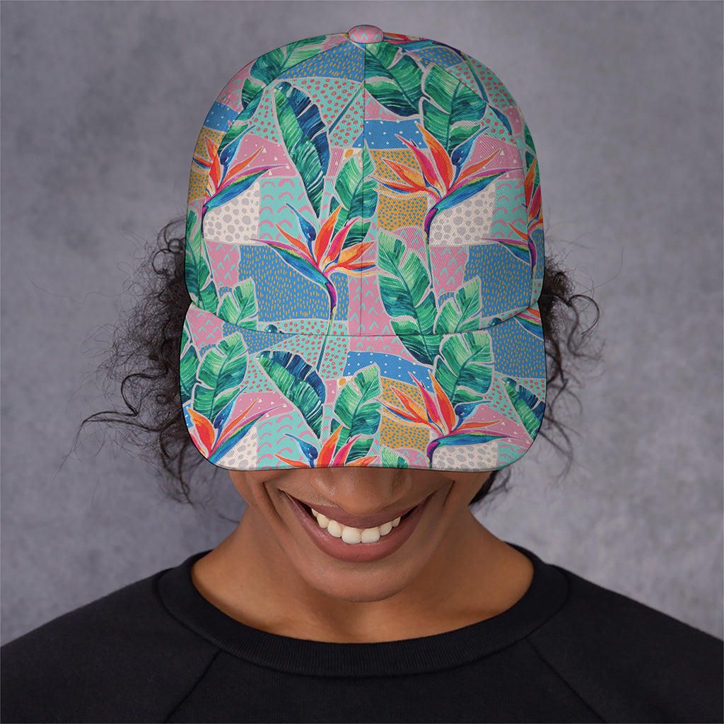 Watercolor Tropical Patchwork Print Baseball Cap