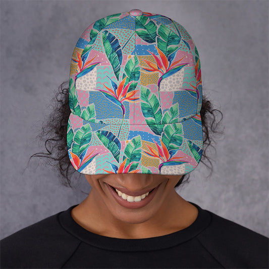 Watercolor Tropical Patchwork Print Baseball Cap