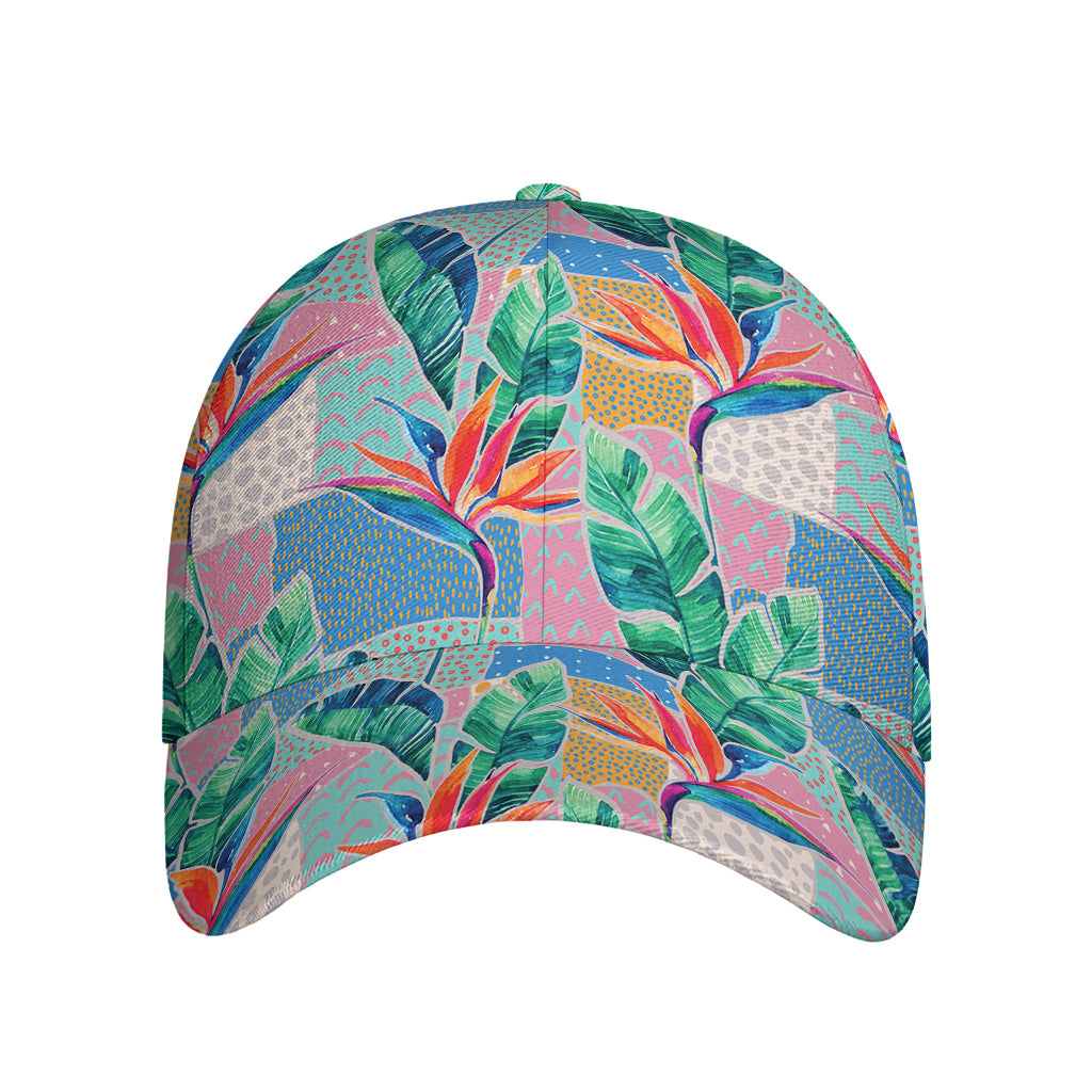 Watercolor Tropical Patchwork Print Baseball Cap