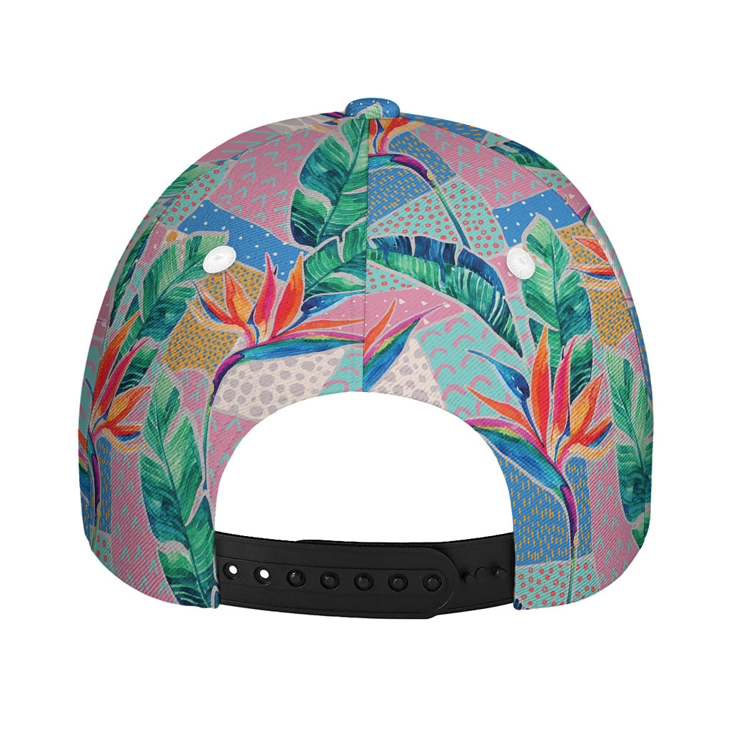 Watercolor Tropical Patchwork Print Baseball Cap