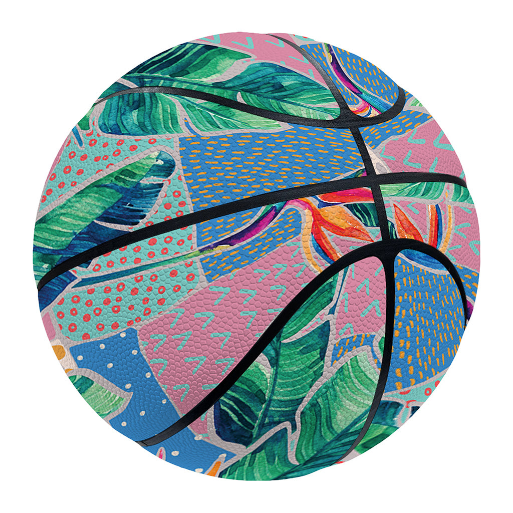 Watercolor Tropical Patchwork Print Basketball