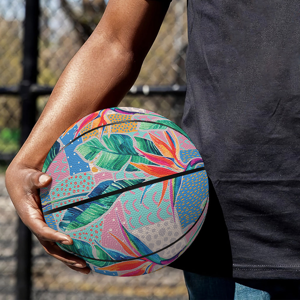 Watercolor Tropical Patchwork Print Basketball