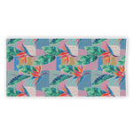 Watercolor Tropical Patchwork Print Beach Towel