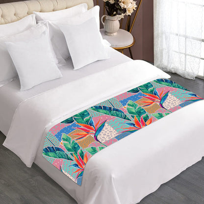 Watercolor Tropical Patchwork Print Bed Runner