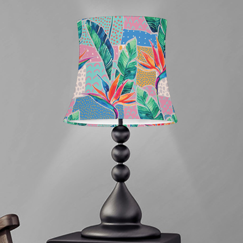 Watercolor Tropical Patchwork Print Bell Lamp Shade