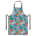 Watercolor Tropical Patchwork Print Bib Apron With Pocket
