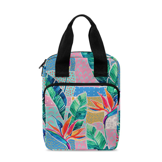 Watercolor Tropical Patchwork Print Bible Tote Bag