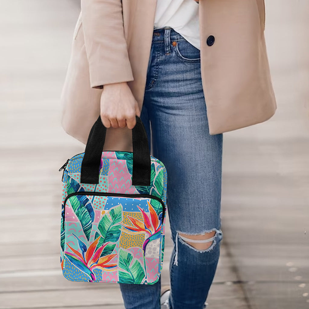 Watercolor Tropical Patchwork Print Bible Tote Bag