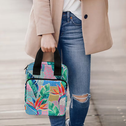 Watercolor Tropical Patchwork Print Bible Tote Bag