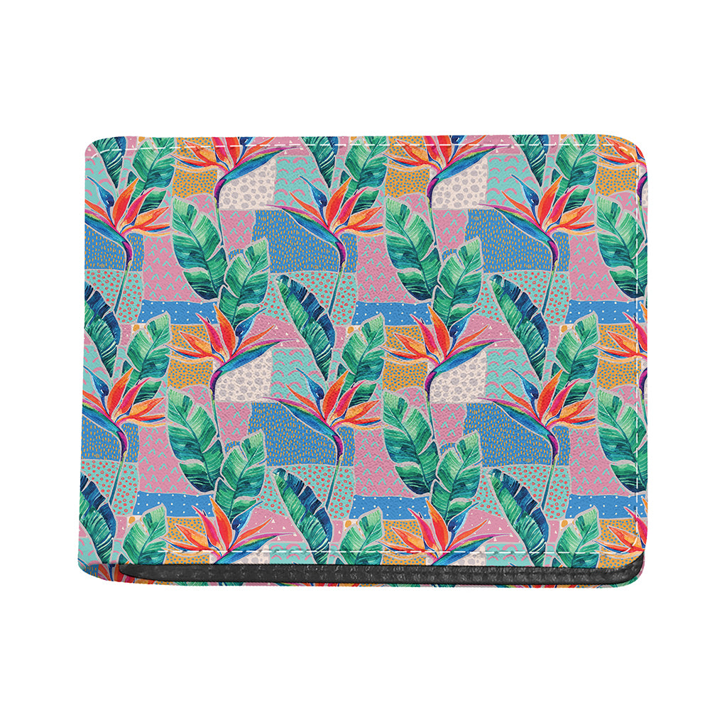Watercolor Tropical Patchwork Print Bifold Wallet