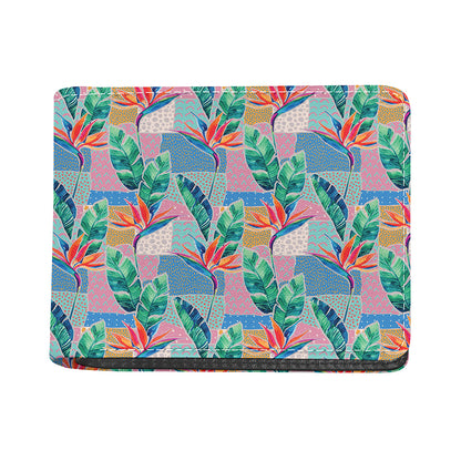 Watercolor Tropical Patchwork Print Bifold Wallet