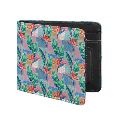 Watercolor Tropical Patchwork Print Bifold Wallet