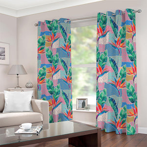 Watercolor Tropical Patchwork Print Blackout Grommet Curtains