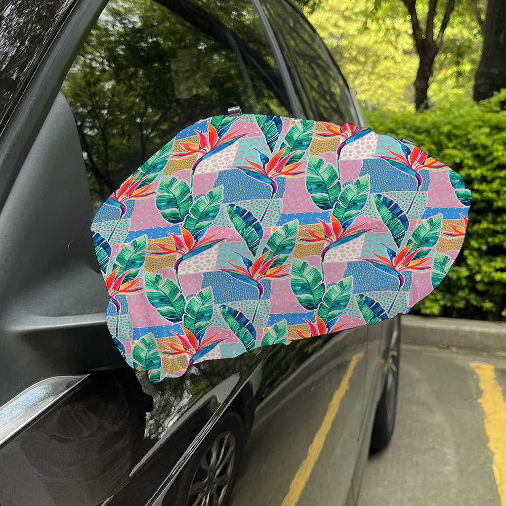 Watercolor Tropical Patchwork Print Car Side Mirror Covers