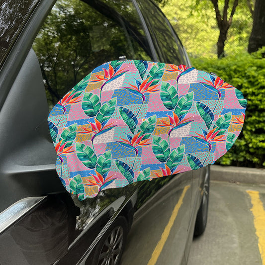 Watercolor Tropical Patchwork Print Car Side Mirror Covers