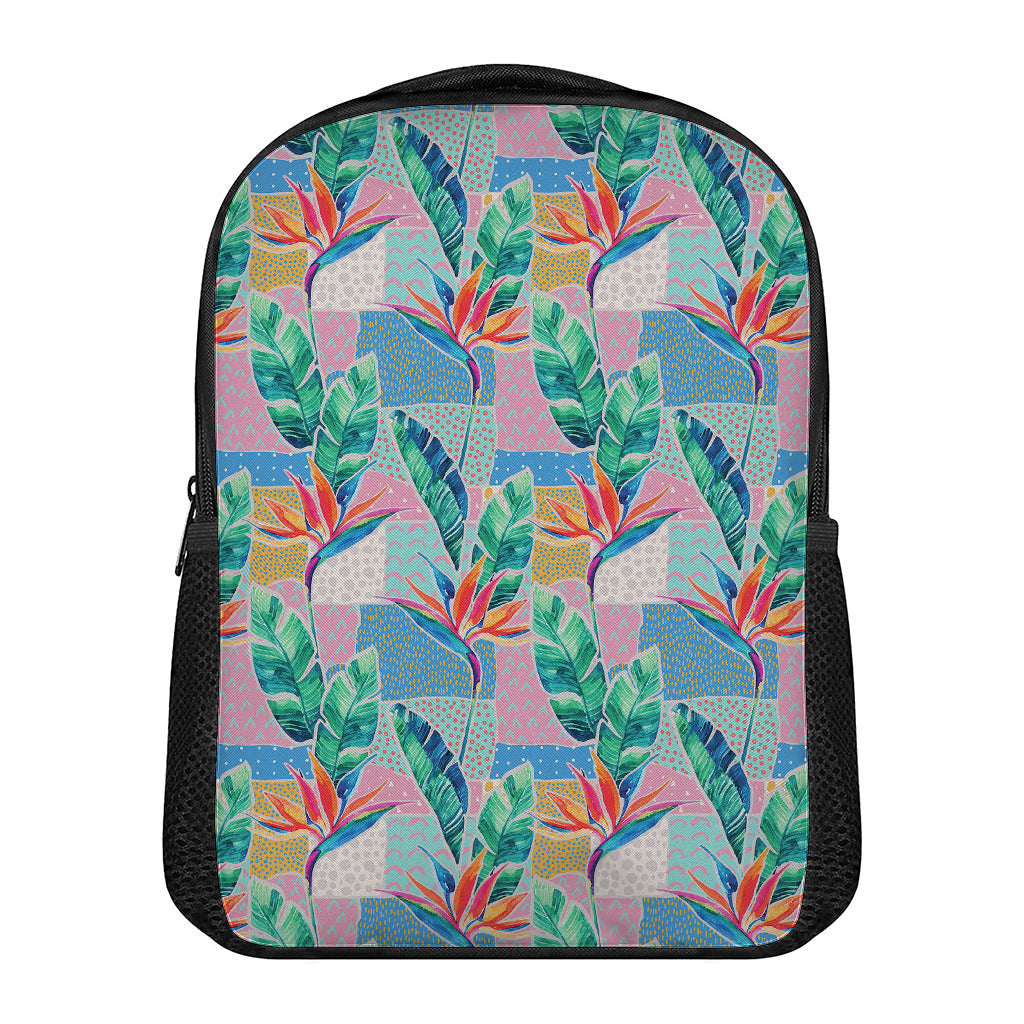 Watercolor Tropical Patchwork Print Casual Backpack