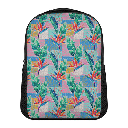 Watercolor Tropical Patchwork Print Casual Backpack
