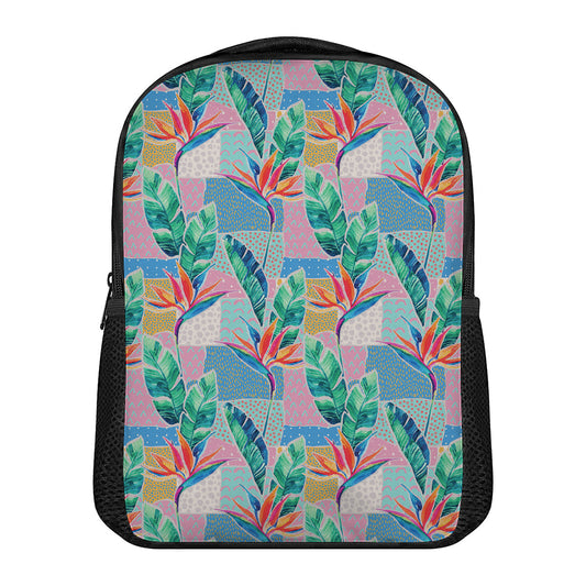 Watercolor Tropical Patchwork Print Casual Backpack