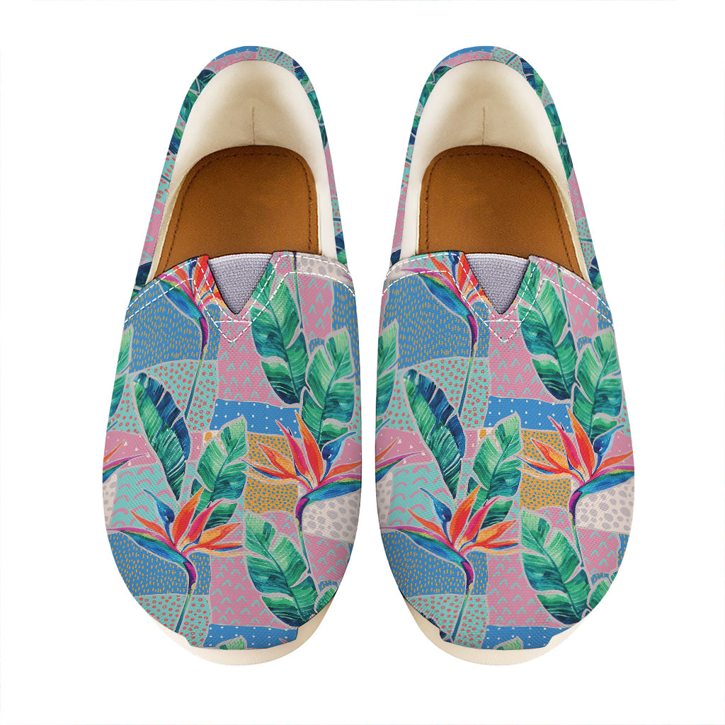 Watercolor Tropical Patchwork Print Casual Shoes