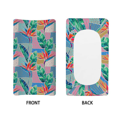 Watercolor Tropical Patchwork Print Changing Pad Cover