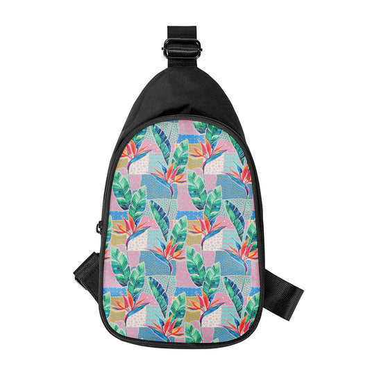 Watercolor Tropical Patchwork Print Chest Bag