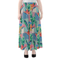 Watercolor Tropical Patchwork Print Chiffon Maxi Skirt