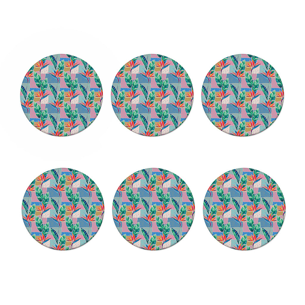 Watercolor Tropical Patchwork Print Coaster Set