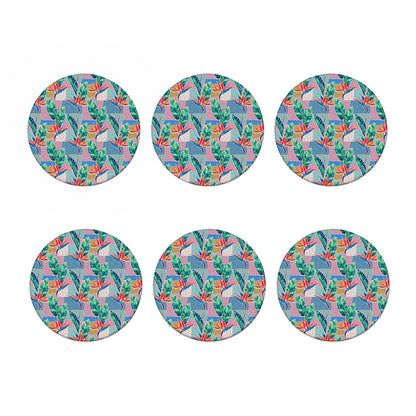 Watercolor Tropical Patchwork Print Coaster Set