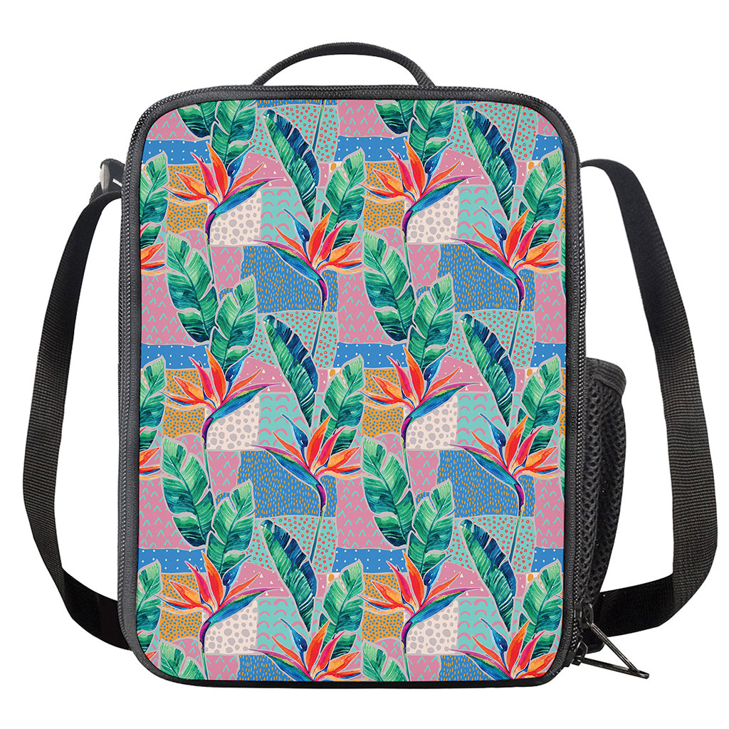 Watercolor Tropical Patchwork Print Crossbody Lunch Bag