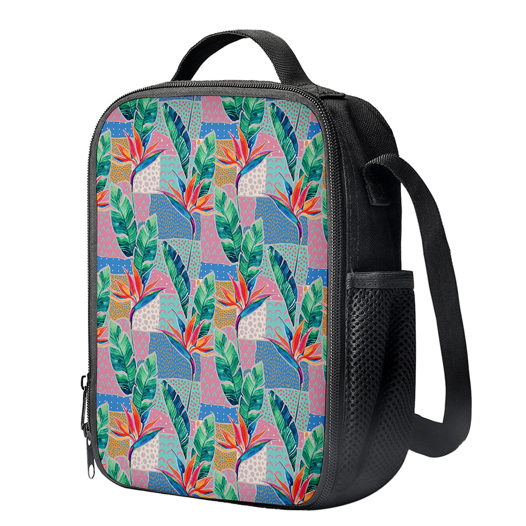 Watercolor Tropical Patchwork Print Crossbody Lunch Bag