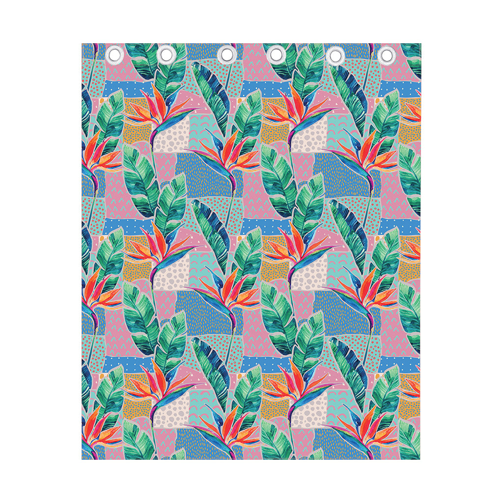 Watercolor Tropical Patchwork Print Curtain