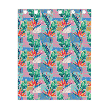 Watercolor Tropical Patchwork Print Curtain