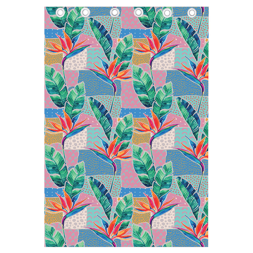 Watercolor Tropical Patchwork Print Curtain