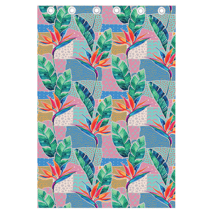 Watercolor Tropical Patchwork Print Curtain