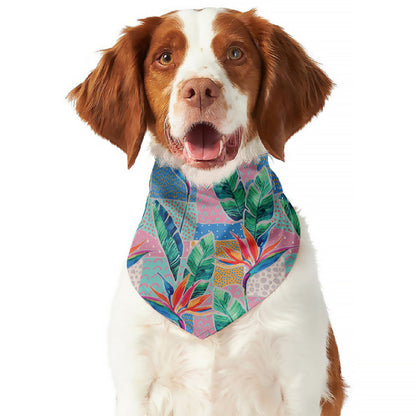 Watercolor Tropical Patchwork Print Dog Bandana