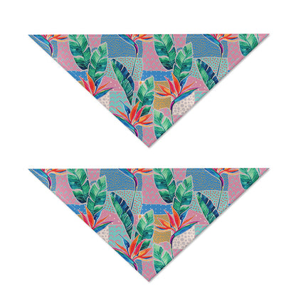 Watercolor Tropical Patchwork Print Dog Bandana