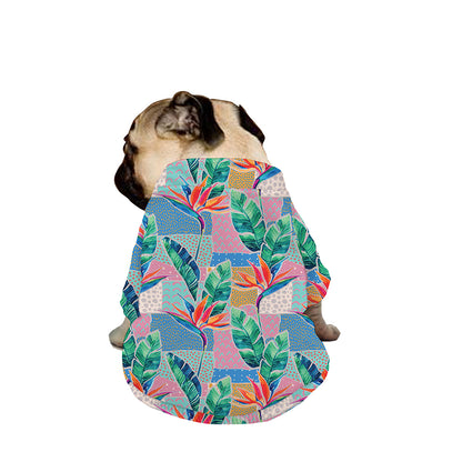 Watercolor Tropical Patchwork Print Dog Zip Up Jacket