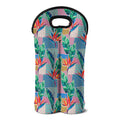 Watercolor Tropical Patchwork Print Double Neoprene Wine Tote