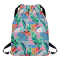 Watercolor Tropical Patchwork Print Drawstring Backpack