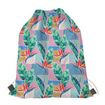 Watercolor Tropical Patchwork Print Drawstring Bag